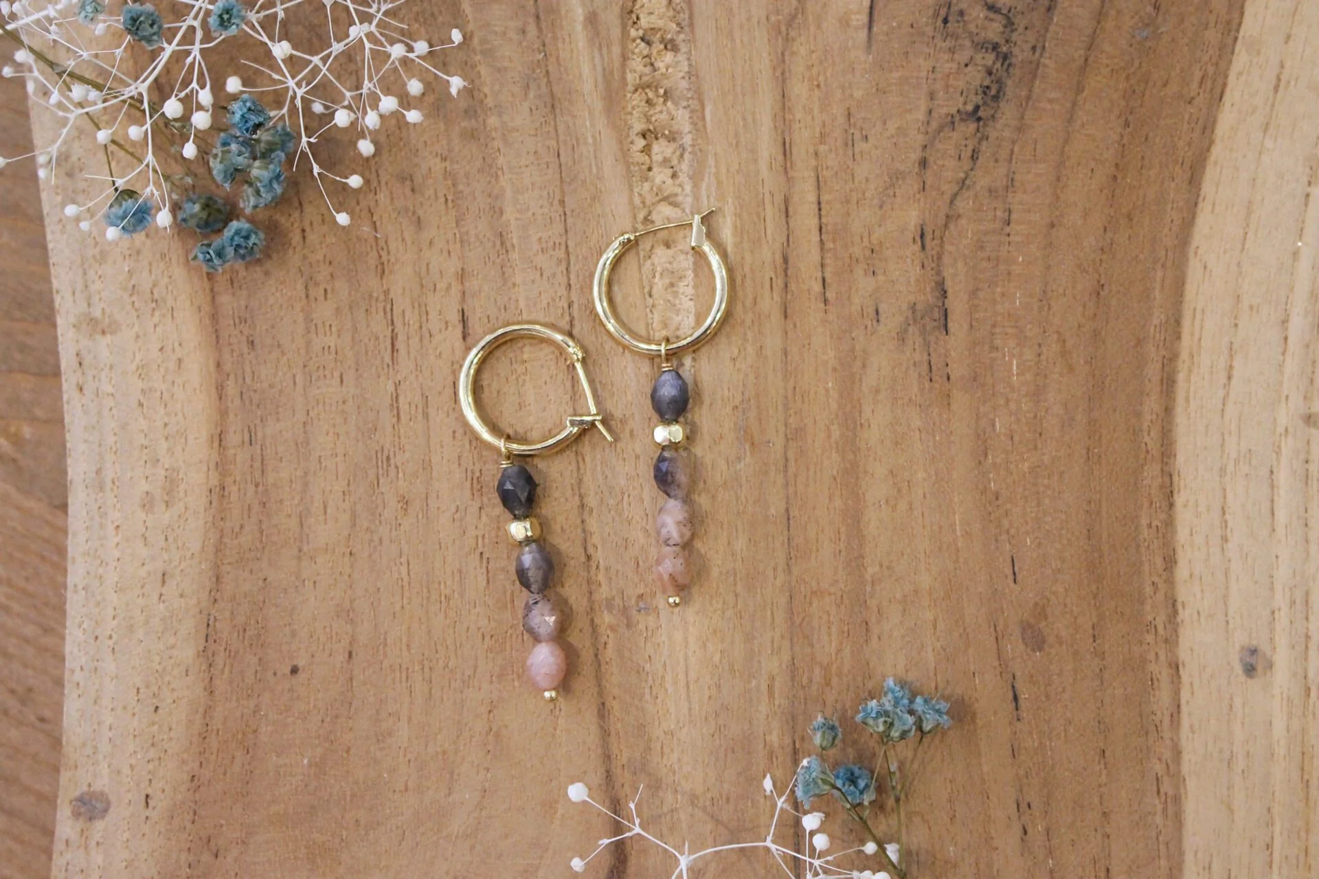 Boucles d'oreilles CIRCE pierre de lune pêche – Image 6