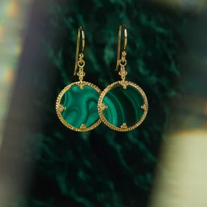 BOUCLES D'OREILLES ALHENA - MALACHITE