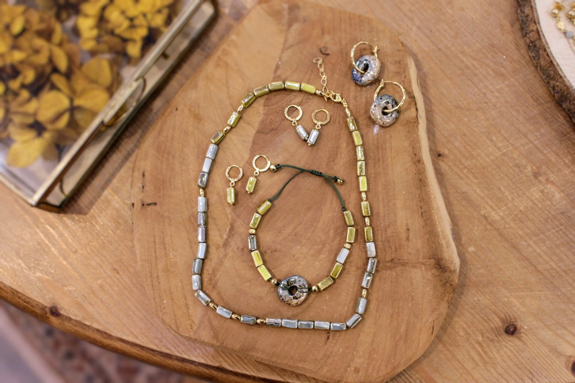 Bracelet réglable ORIGINE HELLENIQUE bleu gris et vert olive – Image 3