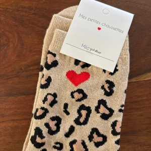 Chaussette coeur Léopard