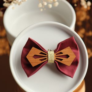 Barrette en bois et tissu bois de rose