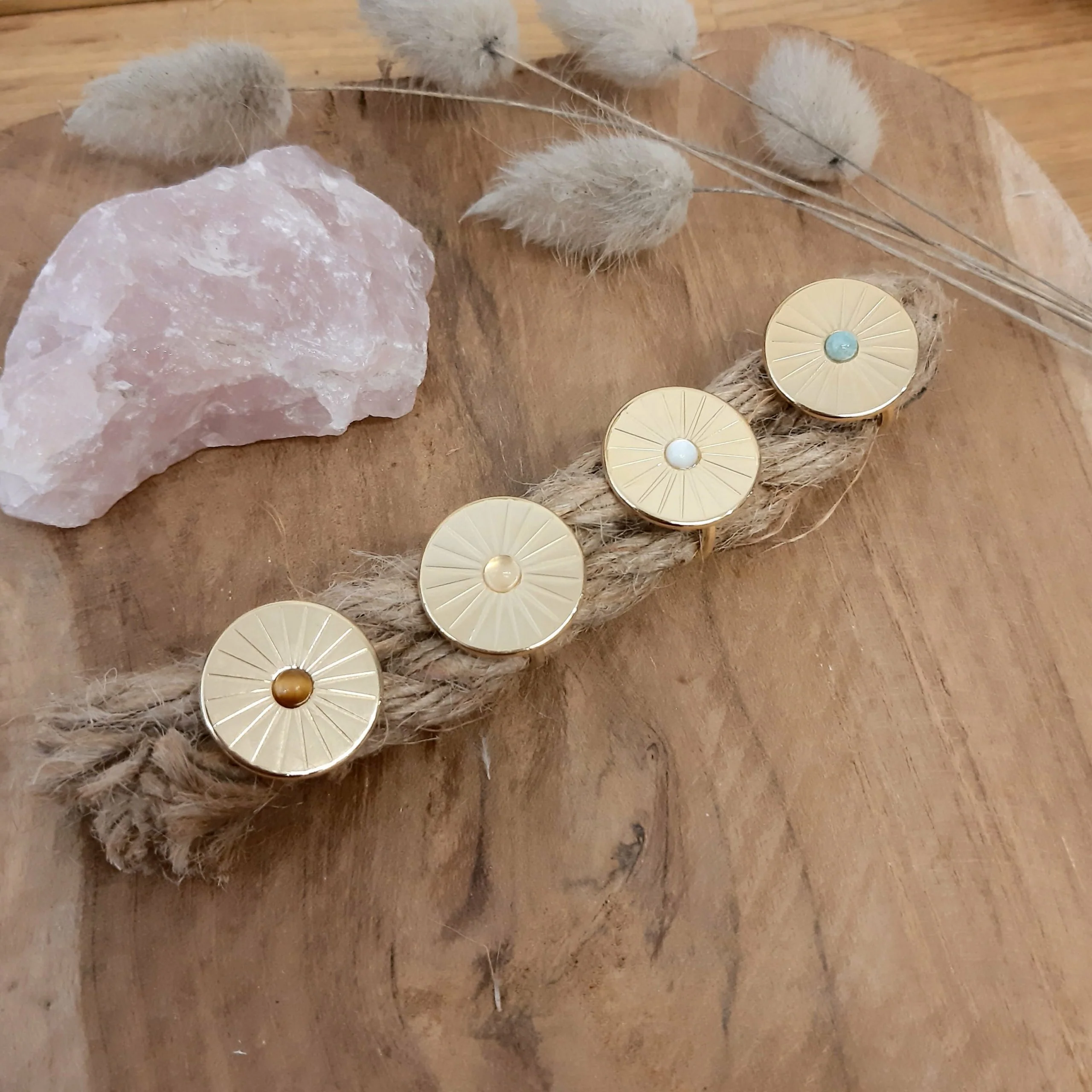 Bague solaire MERCI L'UNIVERS plaqué or / nacre – Image 2