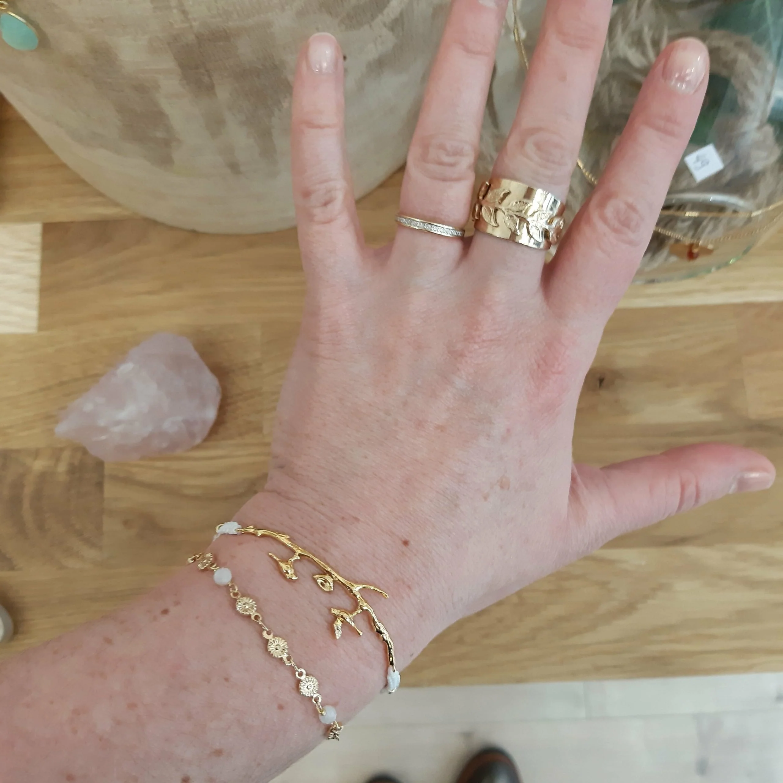 Bracelet PRINTEMPS doré / pierre de lune – Image 2